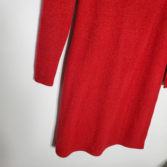 Talbots red metallic Side Tie Shimmer sweater shift Dress Size Small New wtiht a - Picture 5 of 8
